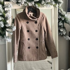H&M Women's Double-Breasted Brown Pea Coat